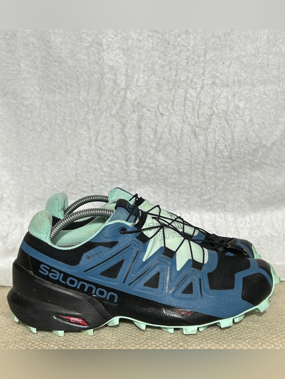 Salomon Womens Blue Speedcross 5 GTX Gortex Trail Running Sneakers Shoes SZ 7.5